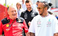 Vasseur Ferrari and Hamilton Mercedes