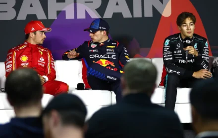 Charles Leclerc, Max Verstappen and George Russel at the 2024 Bahrain Grand Prix