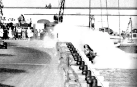 Alberto Ascari plunges into the Monaco harbour 1955