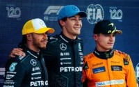 George Russell (P1) Lewis Hamilton (P2) Lando Norris (P3) 2024 British Grand Prix Qualifying