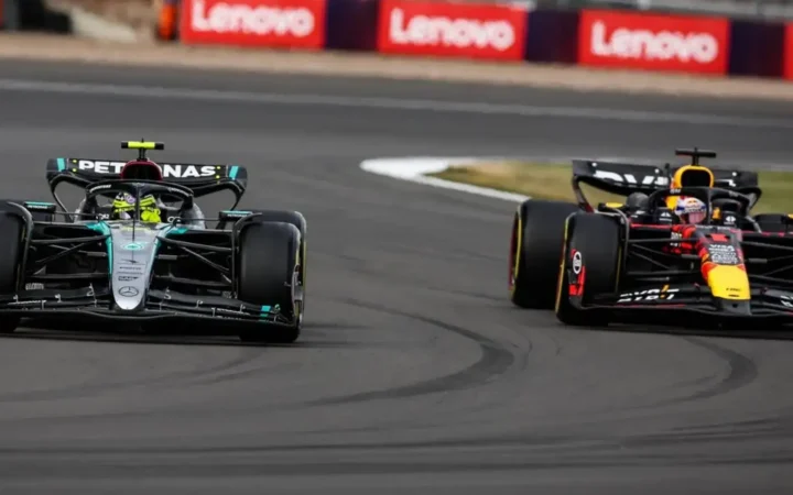 Lewis Hamilton 44 Mercedes Max Verstappen 1 Red Bull Racing 2024 British Grand Prix