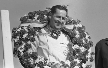 Jack Brabham after winning the 1966 Dutch Grand Prix at Zandvoort