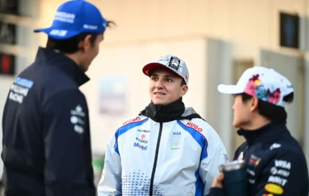 Isack Hadjar of France and Visa Cash App Racing Bulls talks with Alexander Albon of Thailand and Williams and Yuki Tsunoda of Japan and Oracle Red Bull Racing