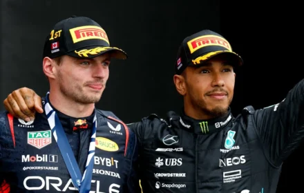 Max Verstappen and Lewis Hamilton Podiums