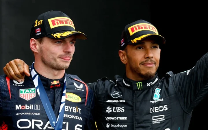 Max Verstappen and Lewis Hamilton Podiums