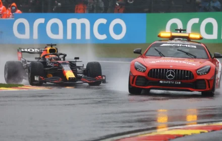 Spa 2021 Max Verstappen Behind Safety Car