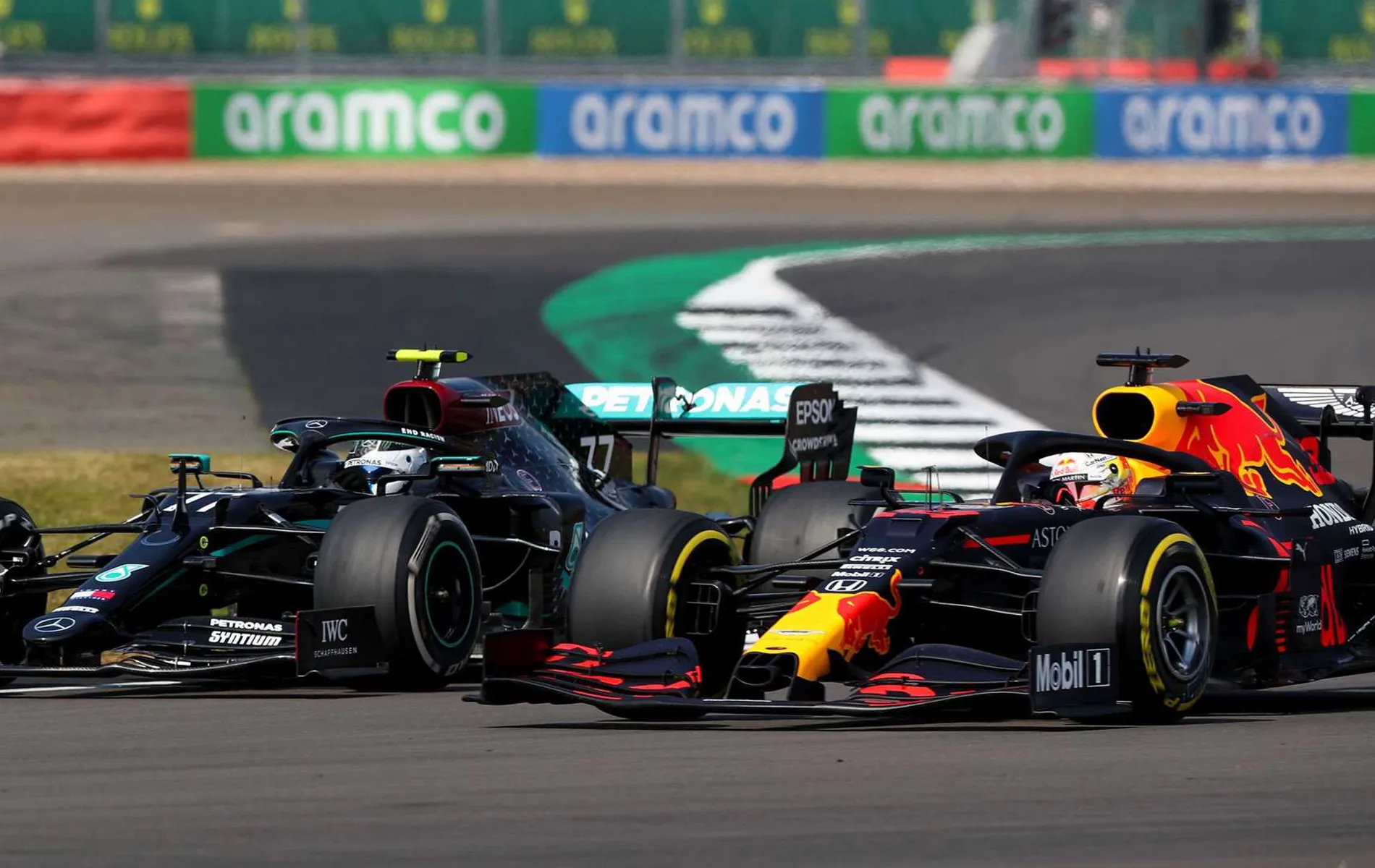Bottas and Verstappen go toe-to-toe at the 2020 70th Anniversary Grand Prix.