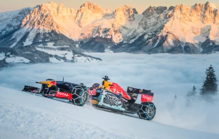 Max Verstappen drives a Formula One car around an iconic ski hill in Austria.