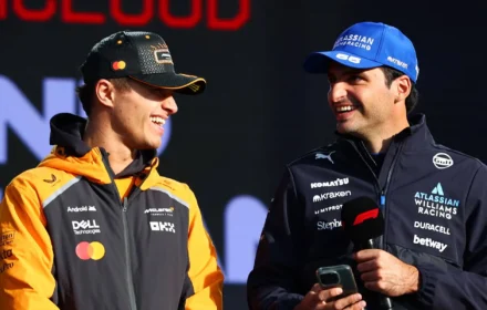 Lando Norris McLaren and Carlos Sainz Williams Share a Laugh